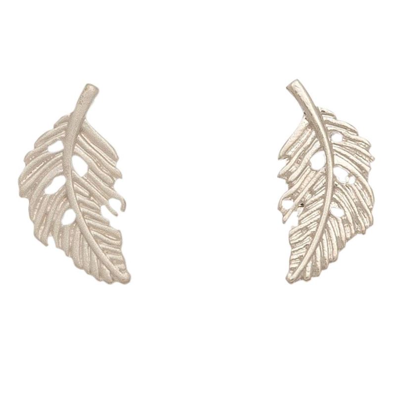 HW42354-76 - EARRING STUD BUD FEATHER SILVER