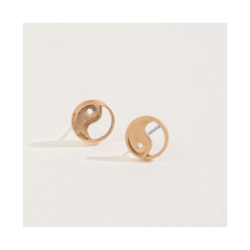 HW42547-76 - EARRING STUD BUD YIN YANG GOLD