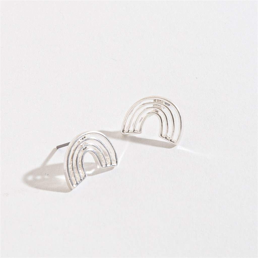 HW42512-76 - EARRING STUD BUD RAINBOW SILVER