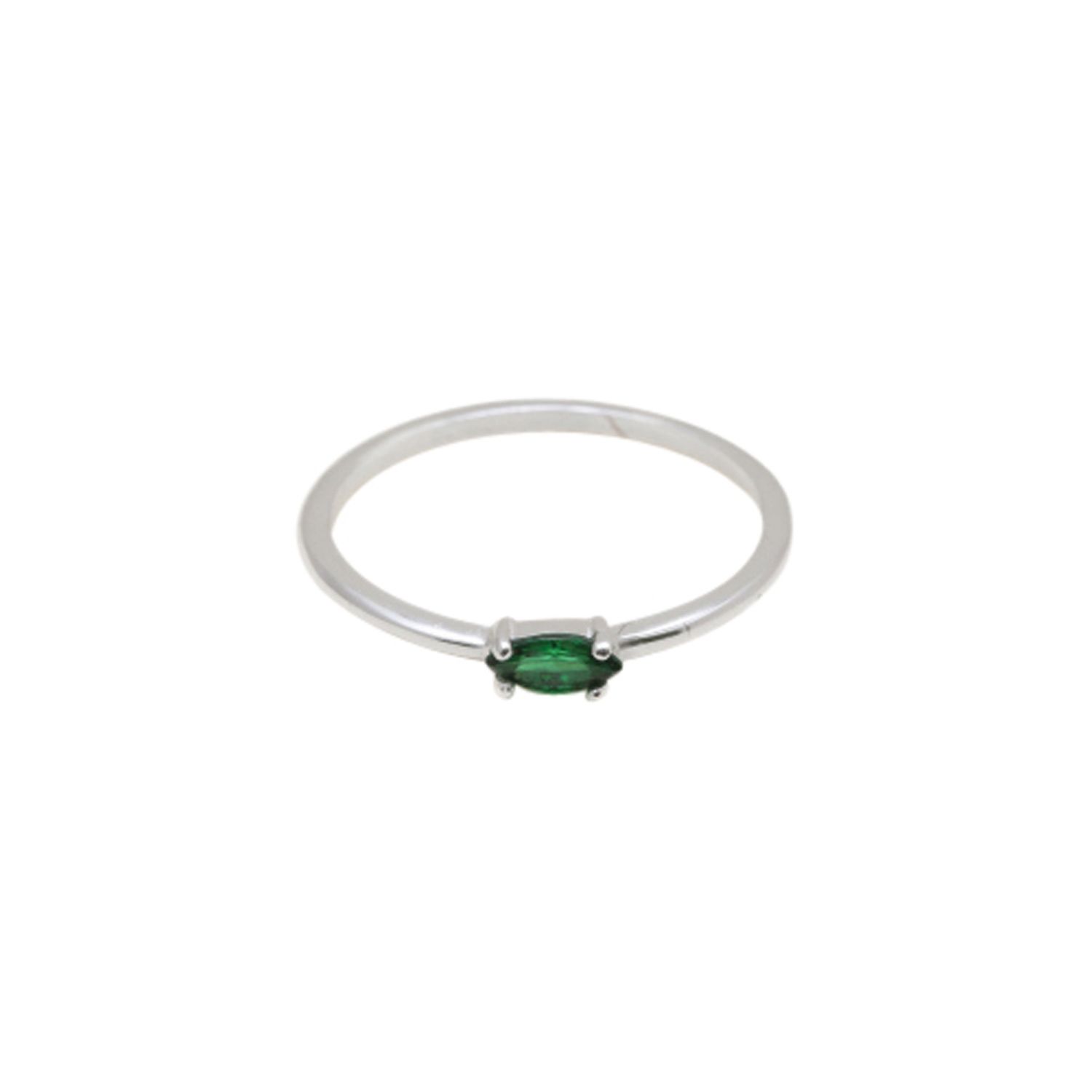 R991-25 - RING - GREEN STONE, FINISH: SILVER, SIZE: 7