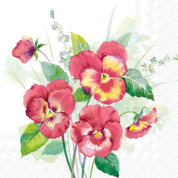 L1032710 - LUNCHEON NAPKIN - PANSIES BOUQUET