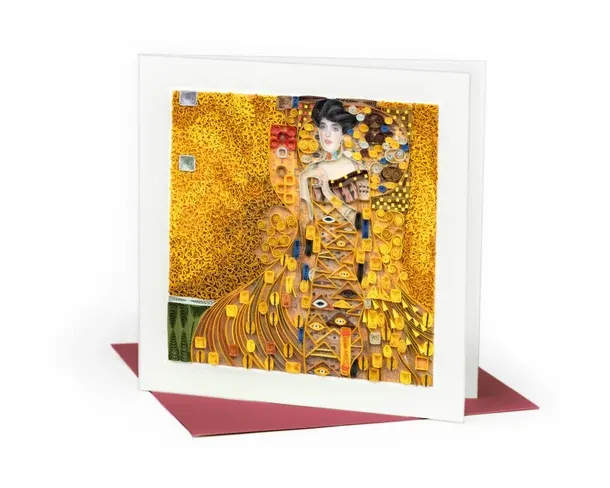 AS0005 - ARTIST SERIES QUILLING CARD - KLIMT - LADY IN GOLD / 6 IN. X 6 IN.