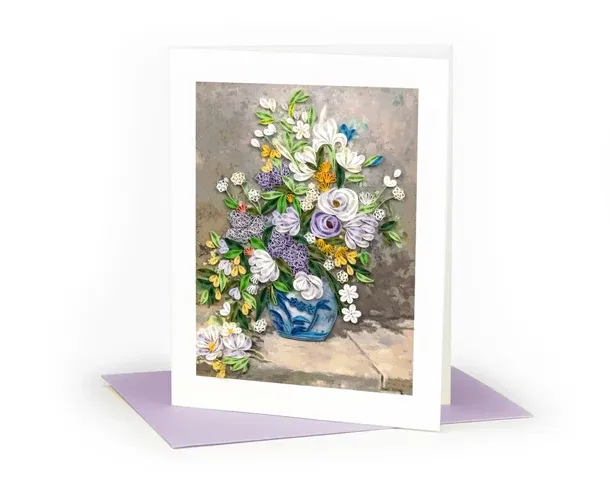 AS0010 - ARTIST SERIES QUILLING CARD - RENOIR - SPRING BOUQUET / 5.5 IN. X 7 IN.
