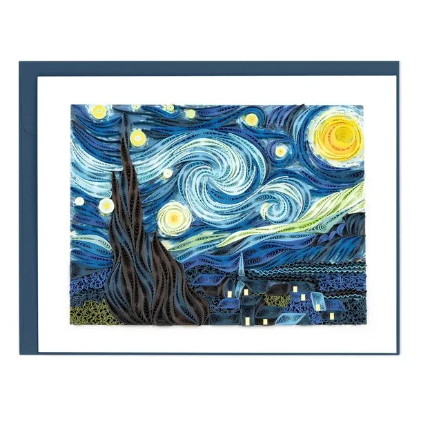 AS0001 - ARTIST SERIES QUILLING CARD - VAN GOGH - STARRY NIGHT / 7 IN. X 5.5 IN.