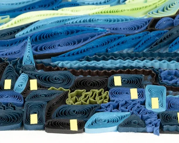 AS0001 - ARTIST SERIES QUILLING CARD - VAN GOGH - STARRY NIGHT / 7 IN. X 5.5 IN.