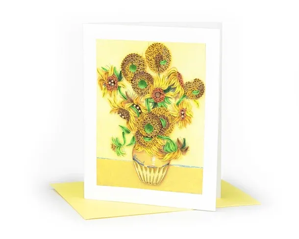 AS0012 - ARTIST SERIES QUILLING CARD - VAN GOGH - SUNFLOWERS / 5.5 IN. X 7 IN.