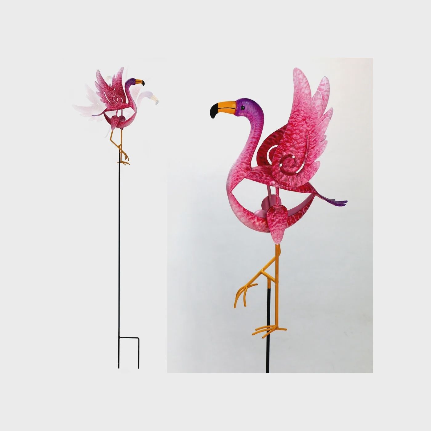 GG9632 - METAL KINETIC FLAMINGO FLAPPER