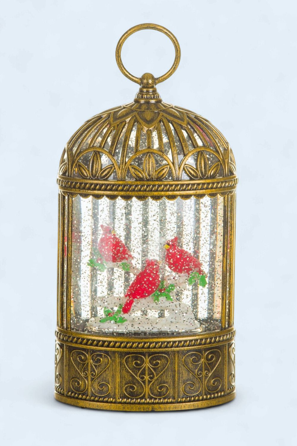 CB9056 - SNOW GLOBE - BIRDCAGE W/ CARDINALS