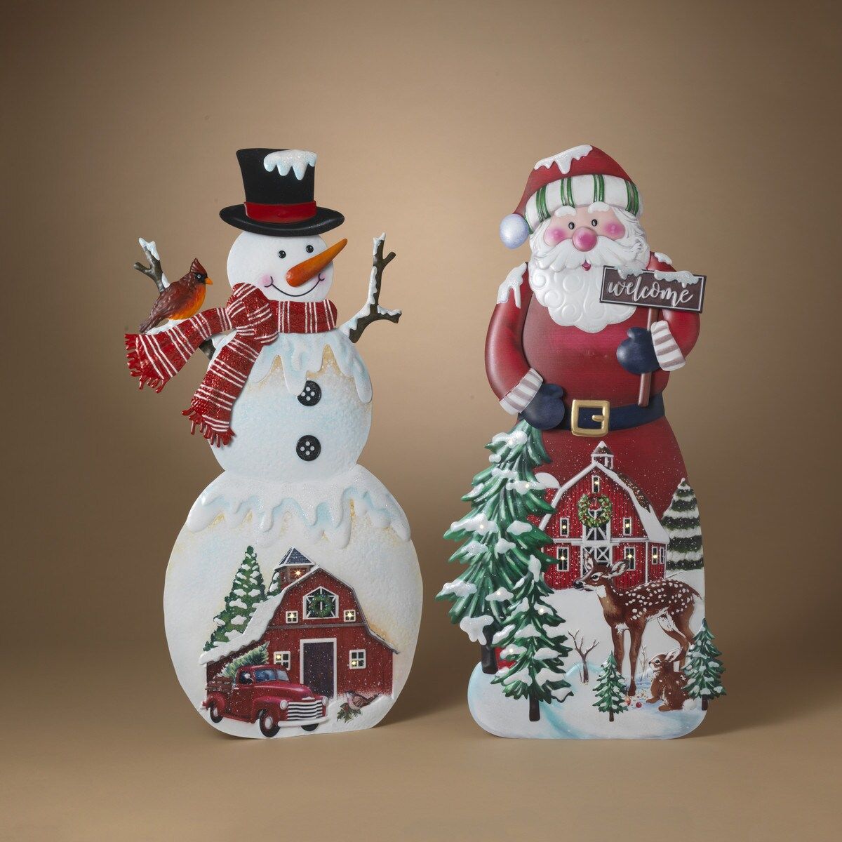 2737590 - 39.25" ILLUMINATED SNOWMAN/SANTA PORCH SITTER, DESIGN: SNOWMAN
