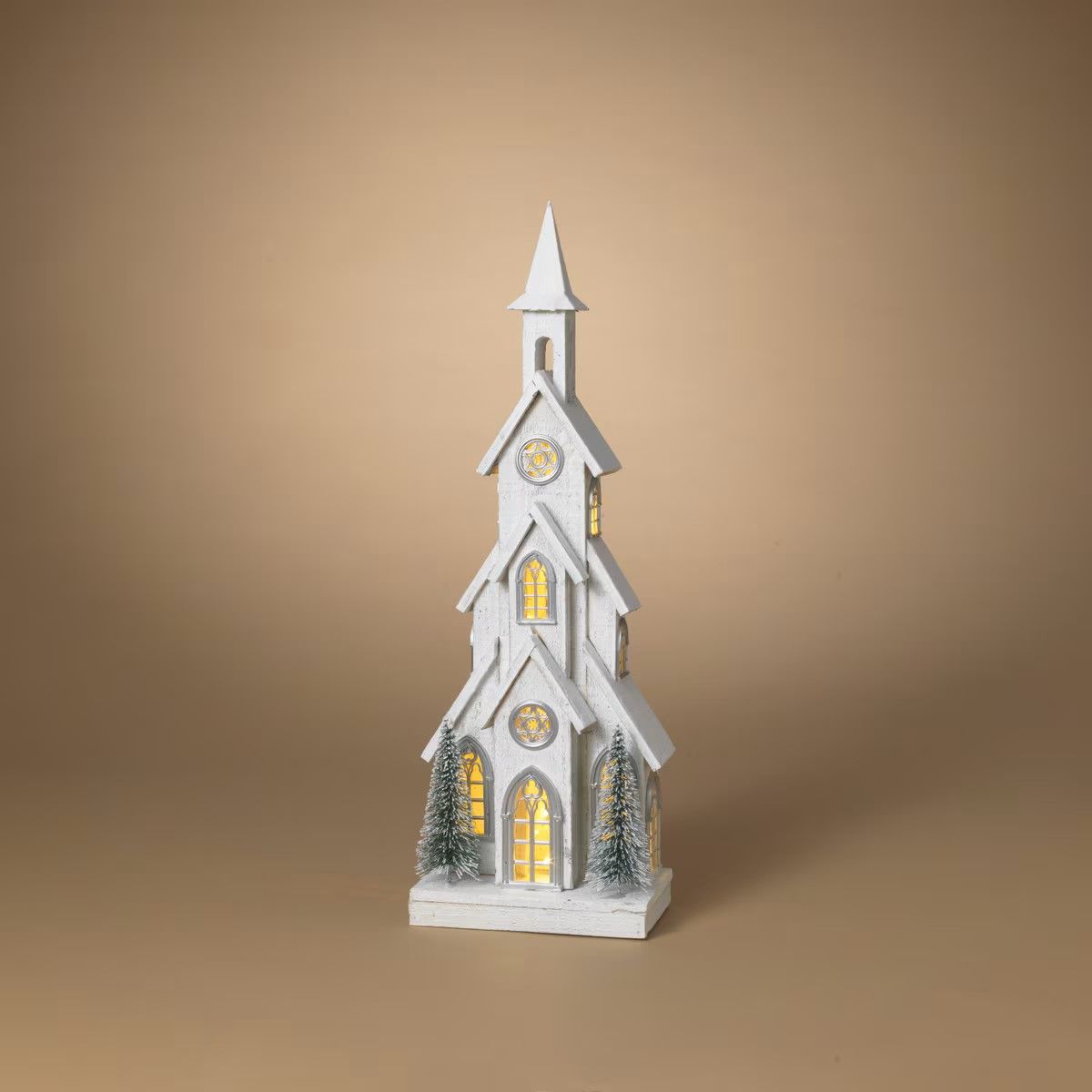 2741460 - 28.5" ILLUMINATING WHITE WOODEN CHURCH