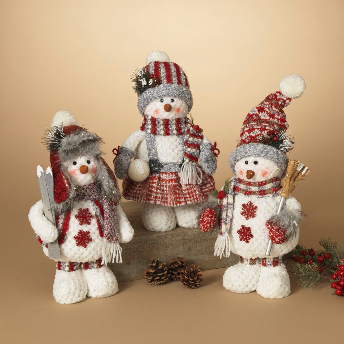 2430040/20658 - 14" SNOWMAN, DESIGN: HAT - GREY W/EAR WARMERS