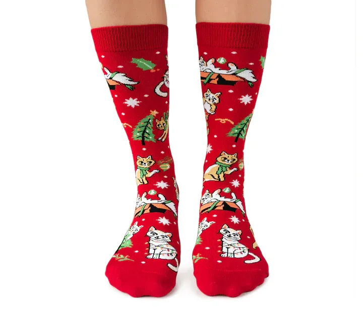2476 - WOMEN'S SOCKS - FELINE FESTIVE