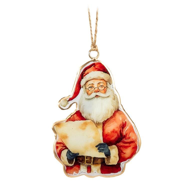 37-IMPRINT-126 - SANTA W/LIST ORNAMENT-4"H