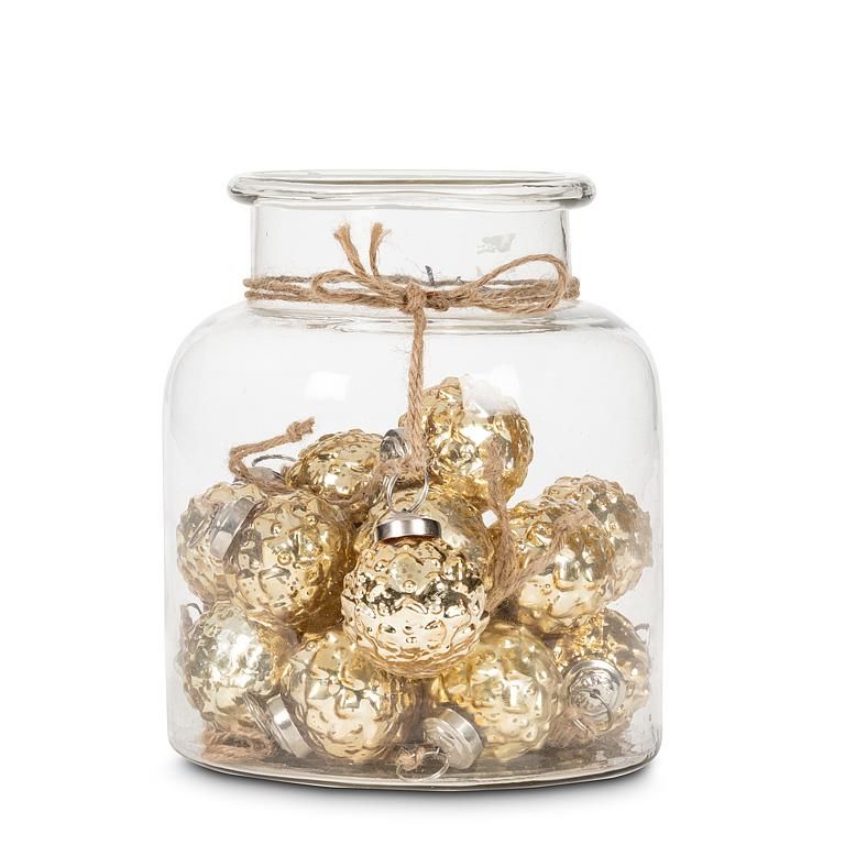 44-APOTHECARY-120 - EMBOSS BALL ORNAMENT / GOLD