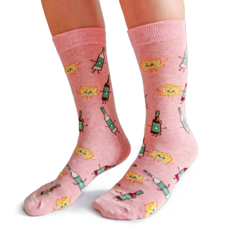 2179 - WOMEN'S SOCKS - WINE HEARTS CHEESE