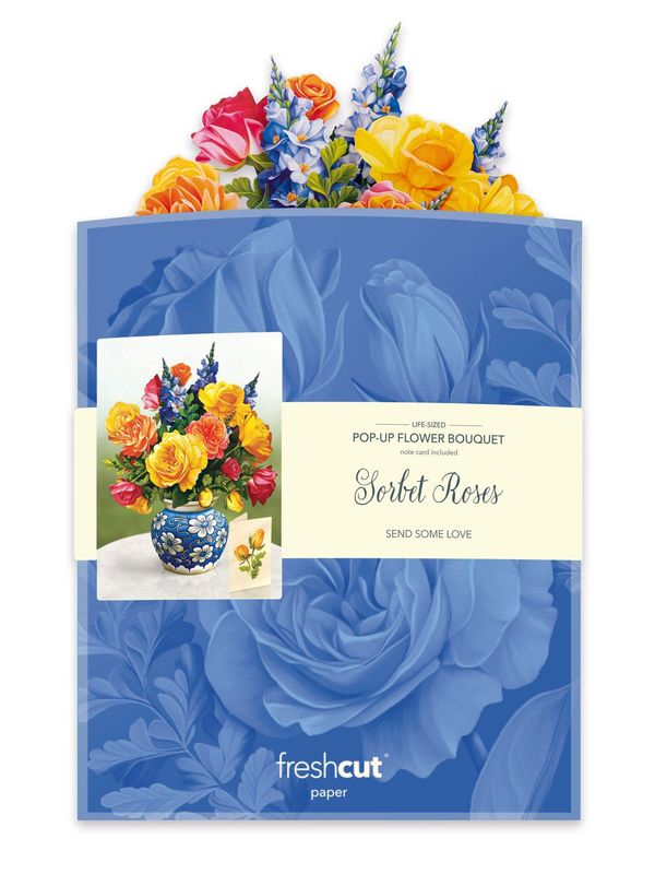 327-3729 - POP-UP FLOWER BOUQUET - SORBET ROSES