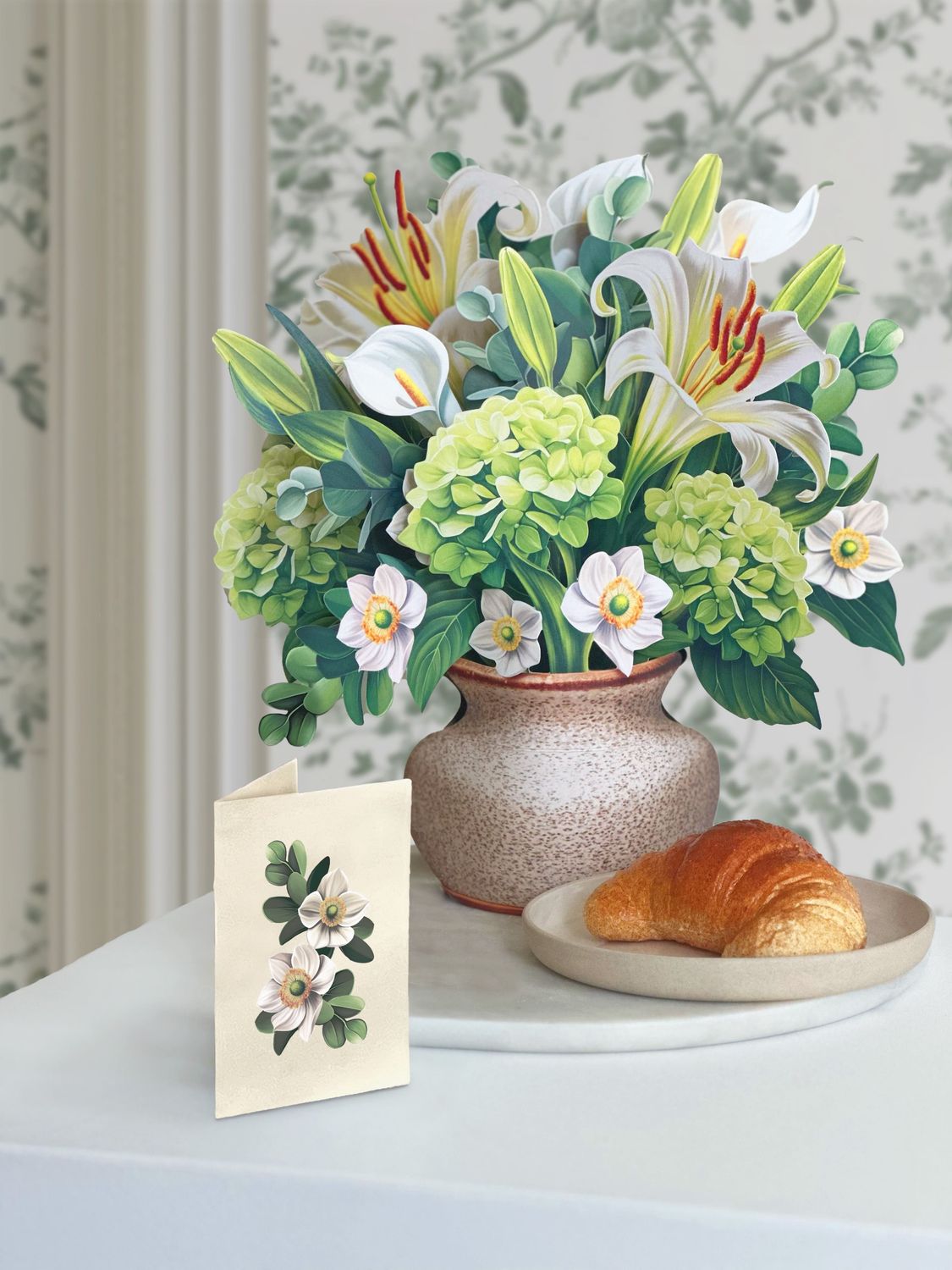 327-3736 - POP-UP FLOWER BOUQUET - IVORY + SAGE