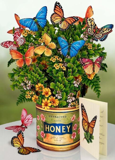 327-3720 - POP-UP FLOWER BOUQUET - BUTTERFLIES + BUTTERCUPS