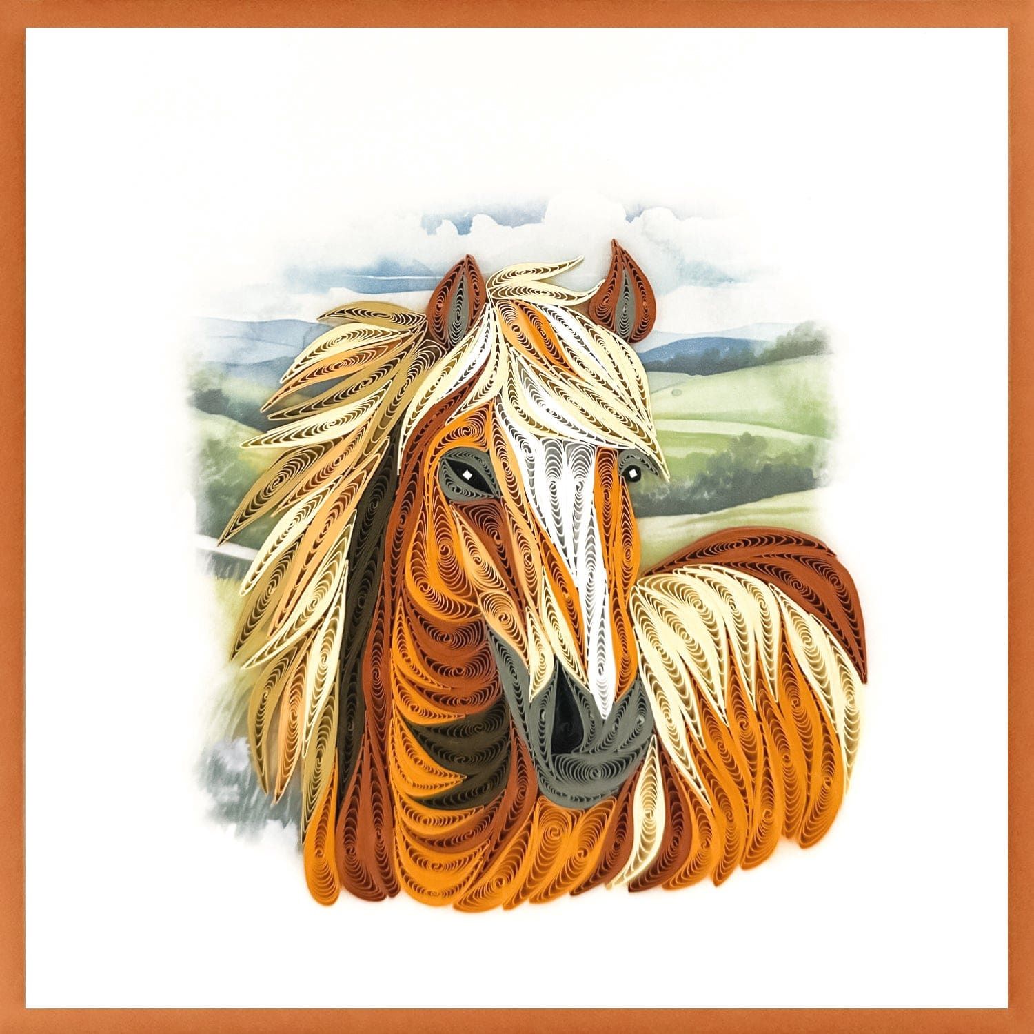 644-QUILL0120 - BL/HORSE IN FIELD