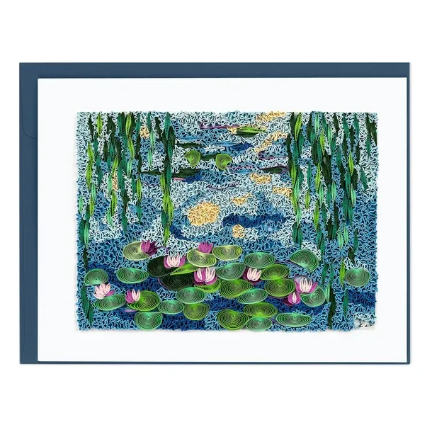 AS0016 - ARTIST SERIES QUILLING CARD - RENOIR - WATER LILIES / 7 IN. X 5.5 IN.