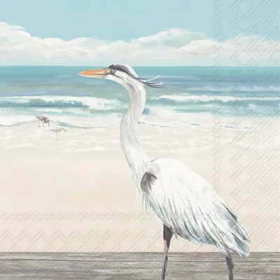 C1074000 - NAPKIN: COCKTAIL - EGRET ON THE BEACH