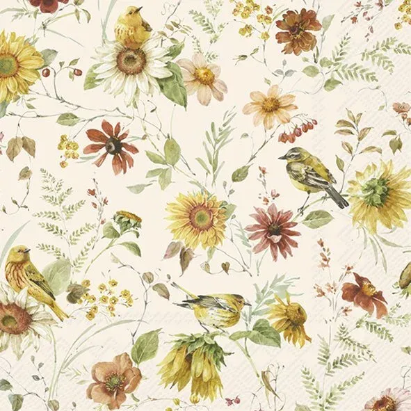 L1087060 - LUNCHEON NAPKIN / LATE SUMMER BEAUTIES CREAM