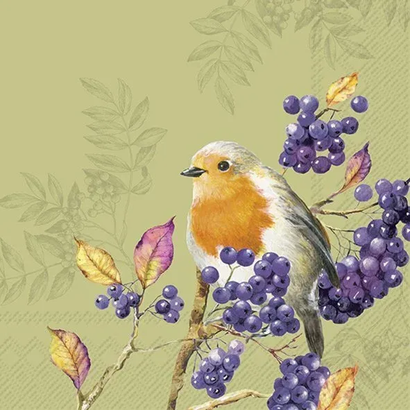 L1085020 - LUNCHEON NAPKIN / BIRD LIFE GREEN