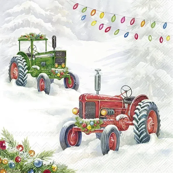 C1092700 - COCKTAIL NAPKIN / FESTIVE TRACTOR