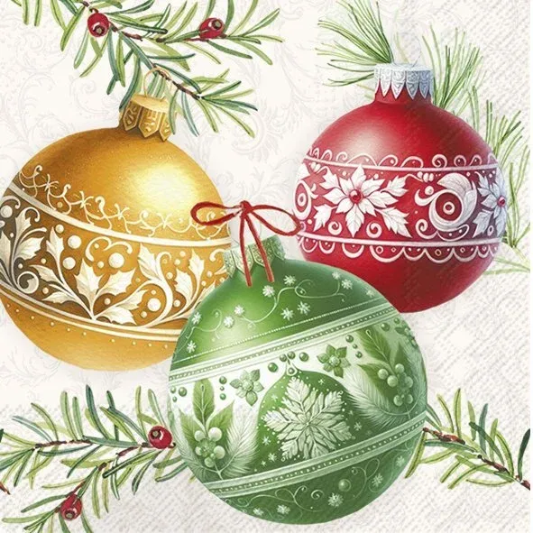 C1088360 - COCKTAIL NAPKIN / CHRISTMAS BUBBLES CREAM