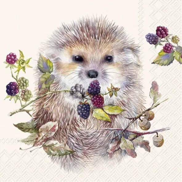 C1082160 - COCKTAIL NAPKIN / FOREST HEDGEHOG CREAM