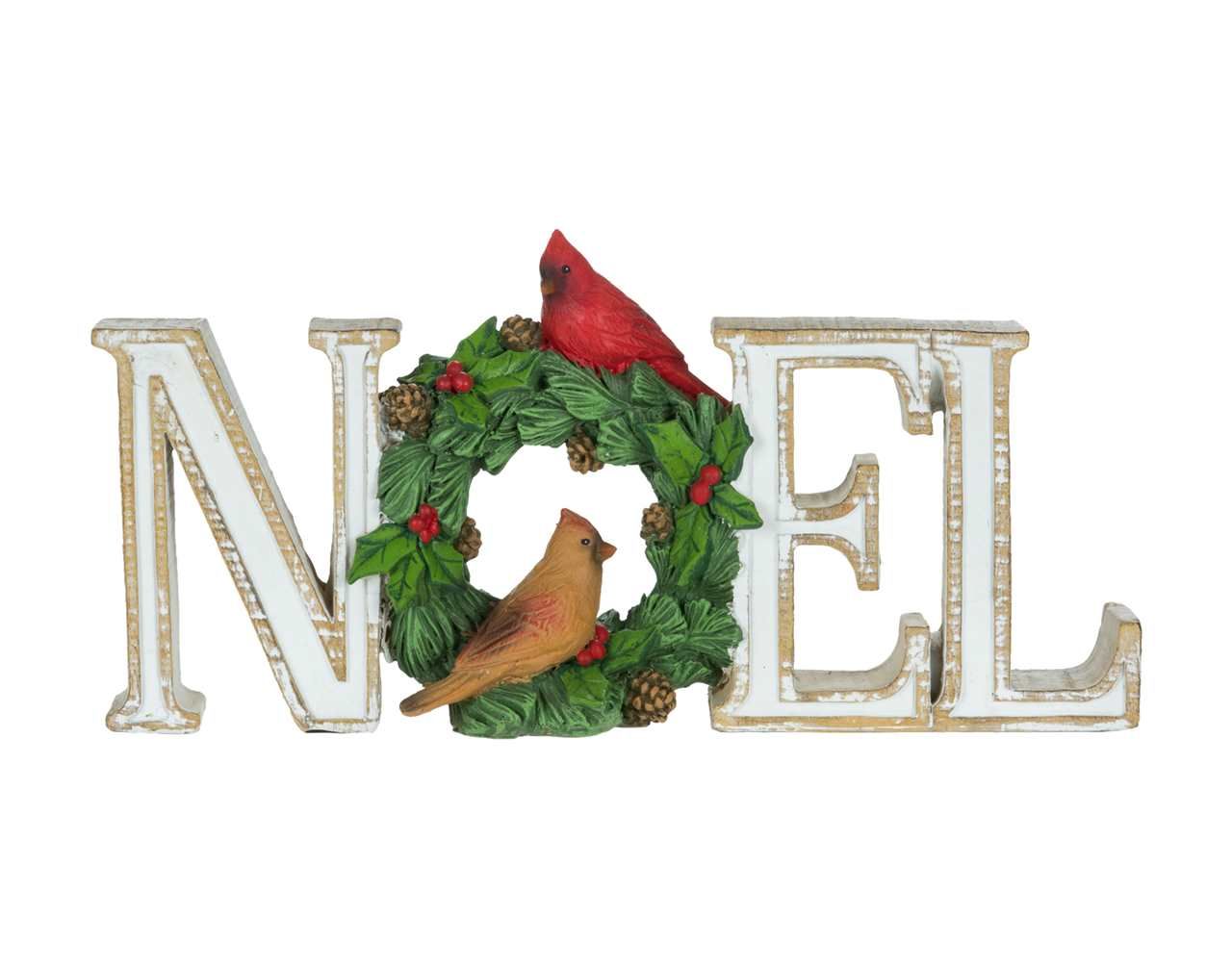 D4014 - 10.5" NOEL W/WREATH+CARDINALS