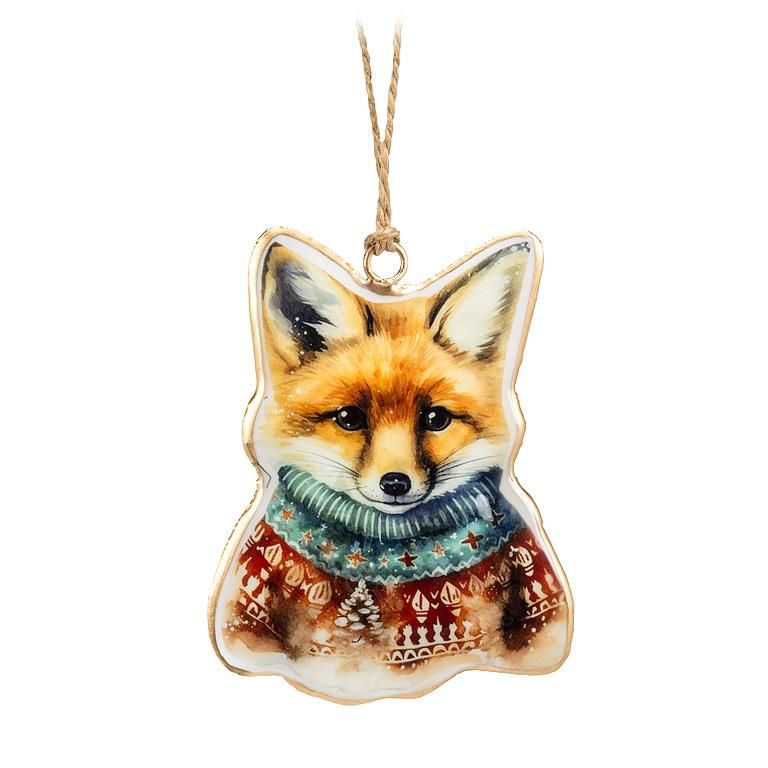 37-IMPRINT-129 - RED FOX IN SWEATER ORNAMENT