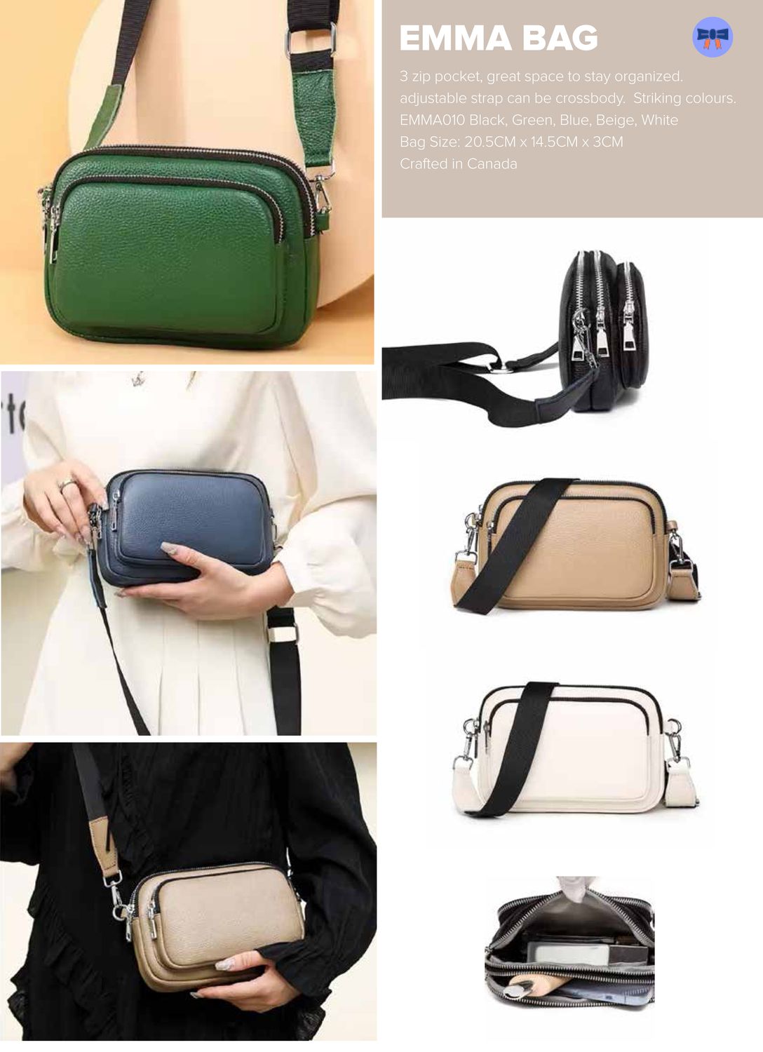 EMMA010 - EMMA CROSSBODY BAG, STYLE/COLOUR: BEIGE
