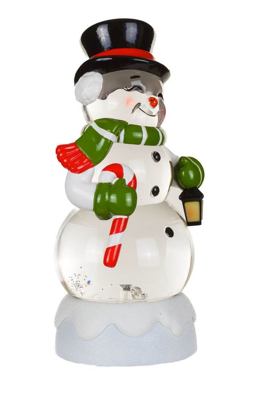 CM9076 - SNOW GLOBE - WHITE CHEERY SNOWMAN