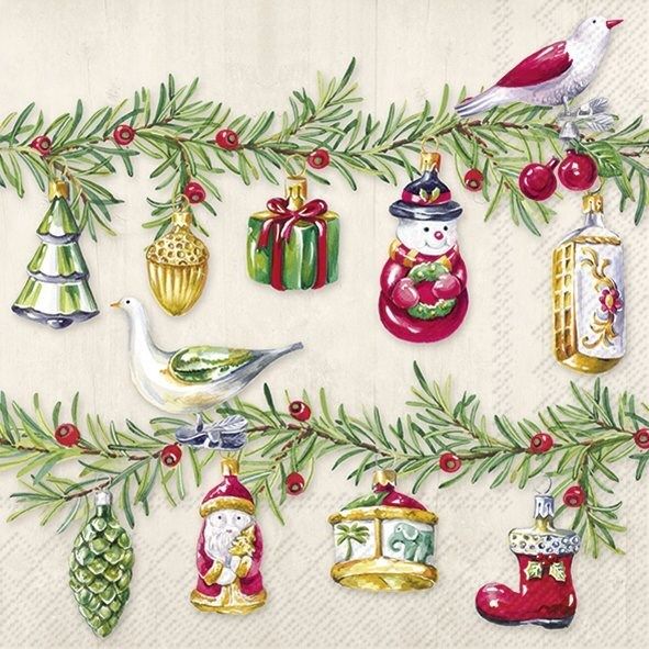L1026760 - LUNCHEON NAPKIN / CHRISTMAS GARLAND