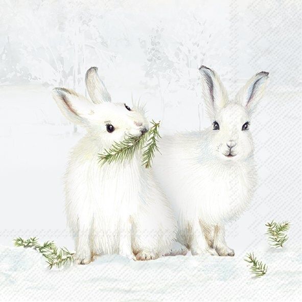 C1093900 - COCKTAIL NAPKIN / SNOW RABBITS