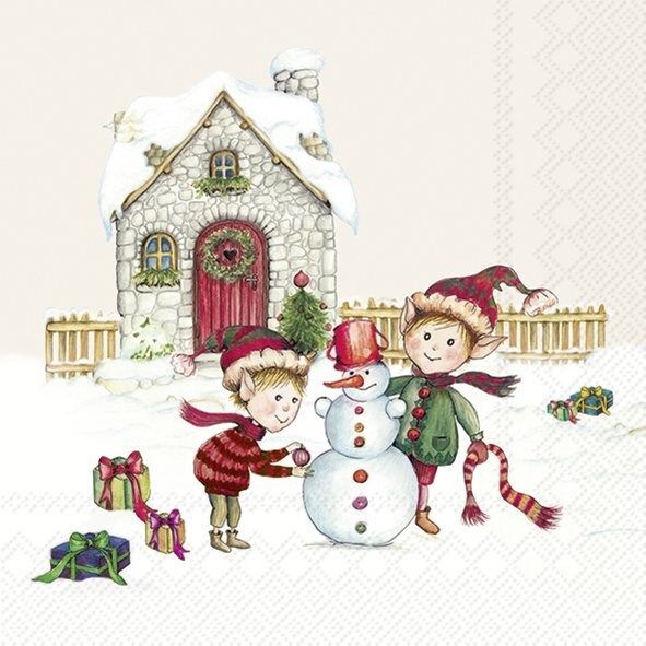 C1086860 - COCKTAIL NAPKIN / ELVES AT WORK