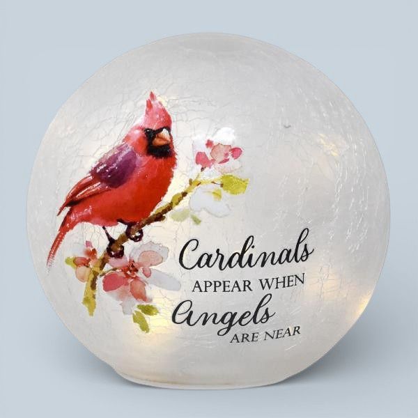 GE428 - CRACKLE GLASS GLOBE - CARDINALS APPEAR