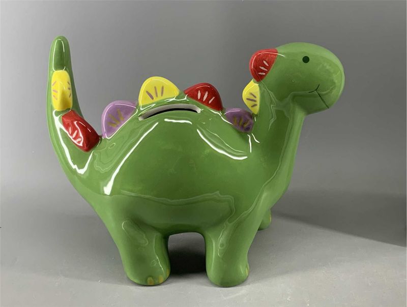 CAS296 - GREEN DINOSAUR MONEY BANK