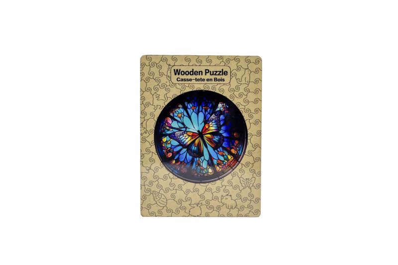 MES15 - WOODEN PUZZLE - ROUND BUTTERFLY - 178 PIECES