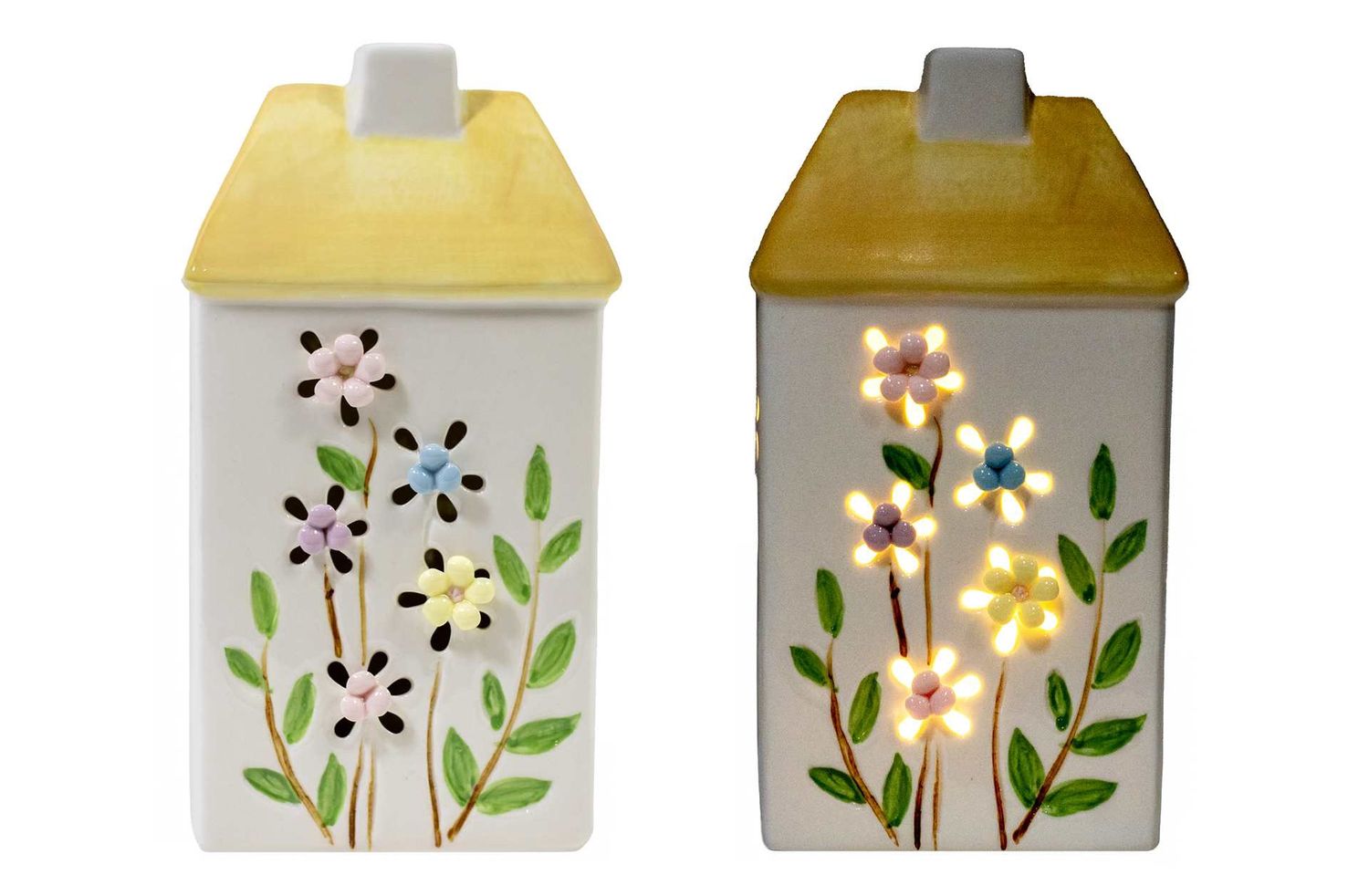 SNW144 - LED CERAMIC HOUSE W/FLOWERS