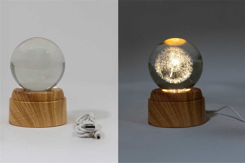 WW403D - CRYSTAL BALL LED LAMP / DANDELION FLUFF