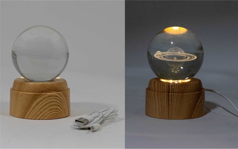 WW403SS - CRYSTAL BALL LED LAMP / SATURN