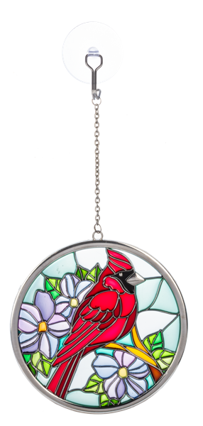 ER72299 - STAINED GLASS WINDOW HANGING - CARDINAL