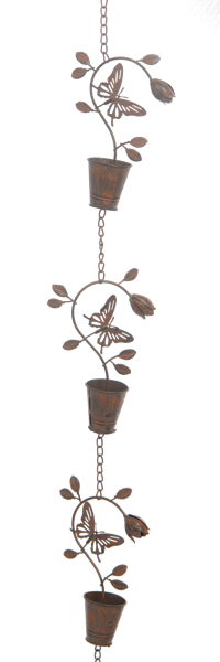 CG198214 - RAIN CHAIN - BUTTERFLIES + BUCKETS + FLOWERS