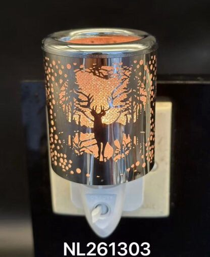 NL261303 - NIGHT LIGHT - SILVER DEER IN THE WOODS / 4" H