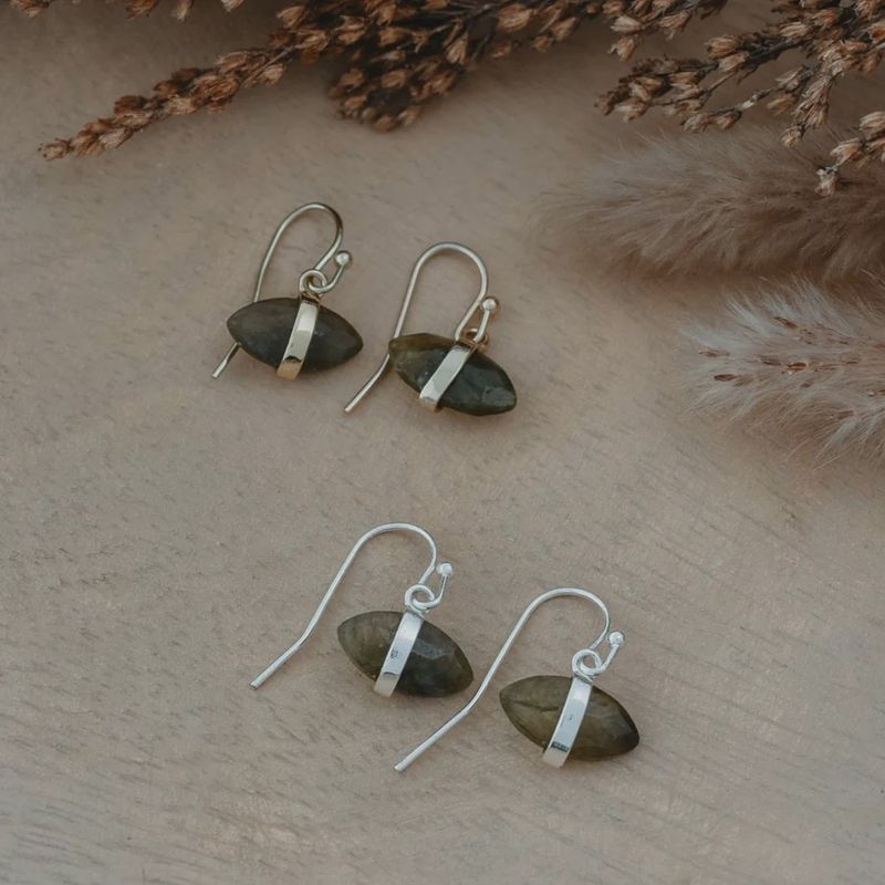 EARRINGS - CAT EYE / LABRADORITE
