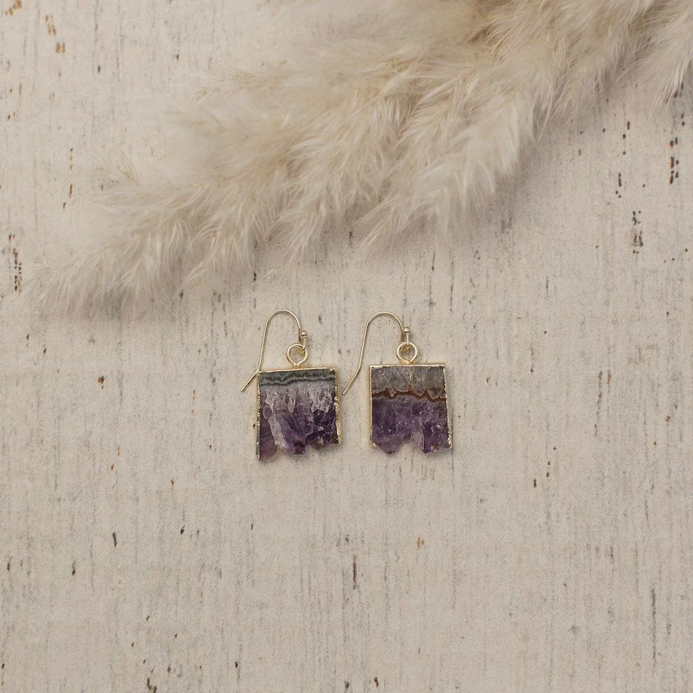 EARRINGS - VIOLETTE, STYLE/COLOUR: GOLD/AMETHYST