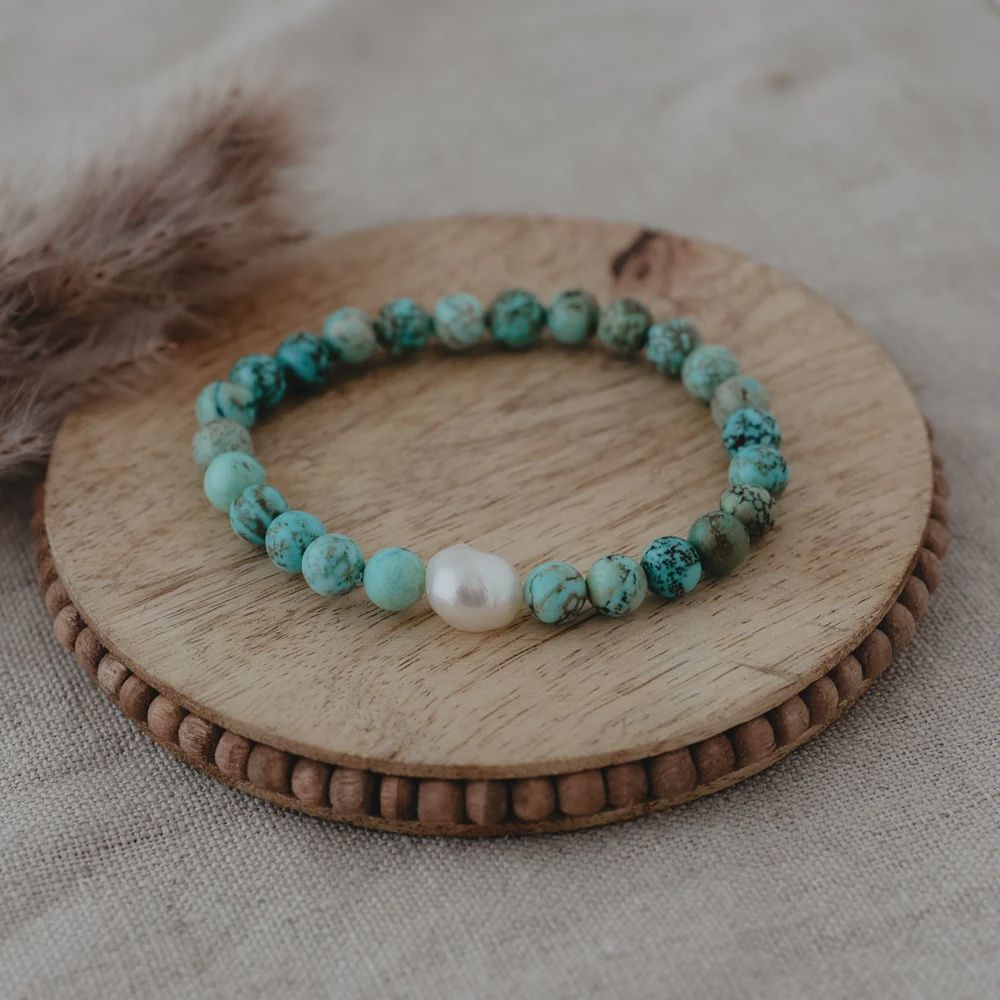 BRACELET - NIKA, STYLE/COLOUR: TURQUOISE/WHITE PEARL