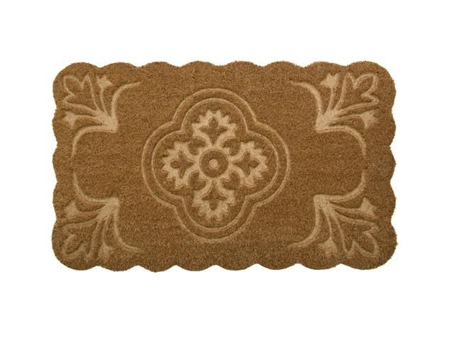 J-080-AQ - SCALLOP SHAPE ETCHED COIR DOOR MAT